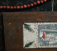 Unique Old Pennsylvania Dutch Frame Pyrogaphy with Fireplace Scene