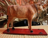 German Hide Covered Pull Toy Moo Cow Fabulous