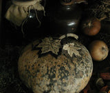 Primitive Canteen Gourd with Hand Stitched Fall Leaves Awesome