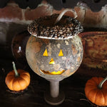 Gourd Pumpkin Jack O Lantern Bumpy Hat Hand Carved Lights Up with Stand Unique