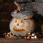 Enchanting Pumpkin Gourd Lit Jack O Lantern Hand Carved