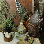 Primitive Gourd Vase with Turkey Feather and Drieds