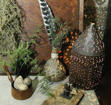 Primitive Gourd Vase with Turkey Feather and Drieds