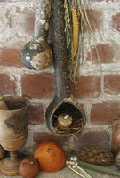 Primitive Gourd with Tea Light and Dried Autumn Prairie Flowers Fabulous