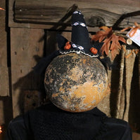 Folk Art Black Cat Hanging Halloween Gourd