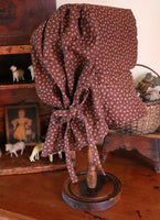 Wooden Hat Stand and Brown Calico Heart Bonnet Duet Beautiful