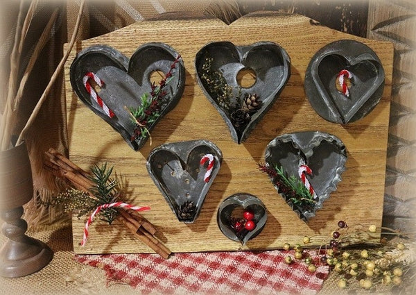 Antique Heart Cookie Cutters on Decorative Wooden Board – Fanatic's Country  Attic