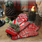 Wool Heart Mittens with Snowman Candle Winter Gathering