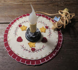 Pierced Tin Candle Cover with Light and Hand Stitched Felt Mat
