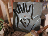 Stoneware Crock Heart N Hand Cookie Cutter Shaker Style Brush Gathering