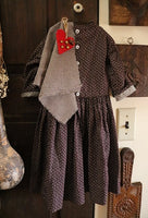 Late 19th Century Brown Calico Childs Dress with Homespun Shawl