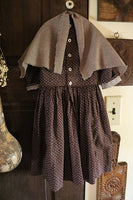 Late 19th Century Brown Calico Childs Dress with Homespun Shawl