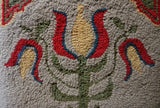 Hooked Rug and Tole Painted Coffee Pot Tulip Motif