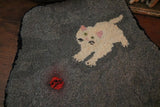 Hooked Rug Cat Kitten with Ball of String Unusual