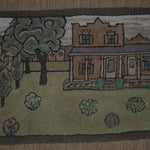 Hooke Rug Antique Vintage Pictorial House Scene