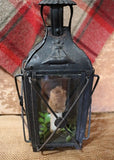 19th Century Tin Lantern with Glass Panels Electrified