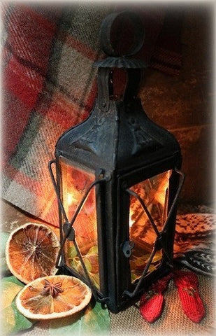 19th Century Tin Lantern with Glass Panels Electrified