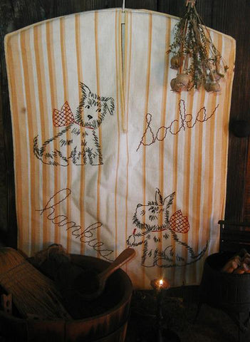 Vintage Laundry Bag with Embroidered Scottie Dogs Adorable