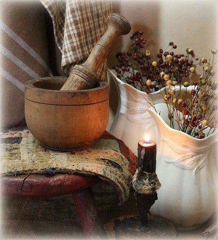 Mortar and Pestle Footed Warm Patina