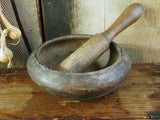Mortar Bowl and Pestle Antique Unusual Form Neat
