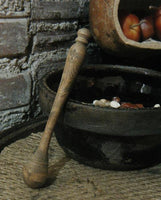 Old Primitive Barrel Gourds String Bean Garland Stoneware Milk Bowl Albany Slip