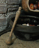Old Primitive Barrel Gourds String Bean Garland Stoneware Milk Bowl Albany Slip