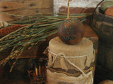 Primitive Autumn Fall Soy Jar Candle with Early Style Match Holder and Folk Art Pumpkin Cute