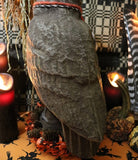 Halloween Paper Mache Owl Decoy with Base and Mouse