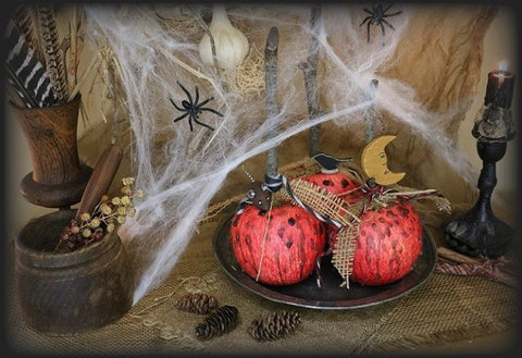 Pewter 19th Century Dish with Halloween Apples Neat