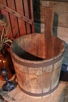 Antique 19th Century Piggin Staved Bucket with Primitive Gourds