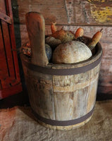 Antique 19th Century Piggin Staved Bucket with Primitive Gourds
