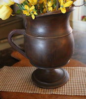 Wooden Pitcher with Forsythia and Tulips Spring Gathering