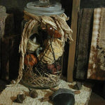 Primitive Autumn Fall Lit Apothecary Jar Tea Light Unique