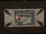 Unique Old Pennsylvania Dutch Frame Pyrogaphy with Fireplace Scene