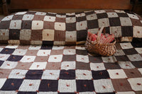 Wool Patchwork Quilt Tied Earth Tones