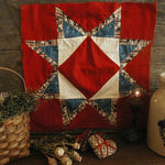 Early Quilt Block Feathered Star Design Red White and Blue Stunning