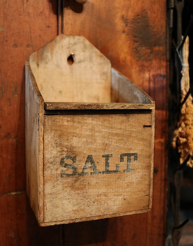 19th Century Hanging Salt Box in Buttermilk Paint