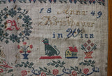 German Marking and Pictorial Sampler dated 1849 Beautiful