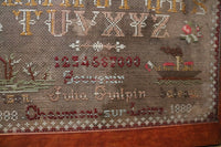 Sampler Marking and Pictorial Signed and Dated 1888 Unique