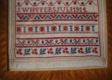 Dutch Marking Sampler Dated 1914 Red White Blue Charming