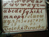 Marking Sampler Dated 1903 Worked in Turkey Red Signed and Framed