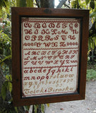 Marking Sampler Dated 1903 Worked in Turkey Red Signed and Framed