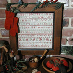 Antique Marking Sampler Signed Green and Red Stitching Christmas
