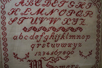 Marking Sampler Dutch signed M Somers Turkey Red Stitching