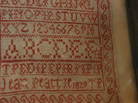 Early Marking Sampler dated 1829 Turkey Red Thread English Framed Fantastic