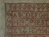 Early Marking Sampler dated 1829 Turkey Red Thread English Framed Fantastic