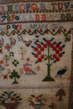English Pictorial Marking School Girl Sampler signed and Dated Gorgeous