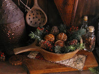 Old Carved Primitive Wooden Scoop Cloved Oranges Christmas Gathering