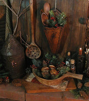 Old Carved Primitive Wooden Scoop Cloved Oranges Christmas Gathering