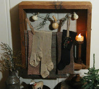Antique Sieve Childs Stockings Wool Homespun Lit Primitive Gathering